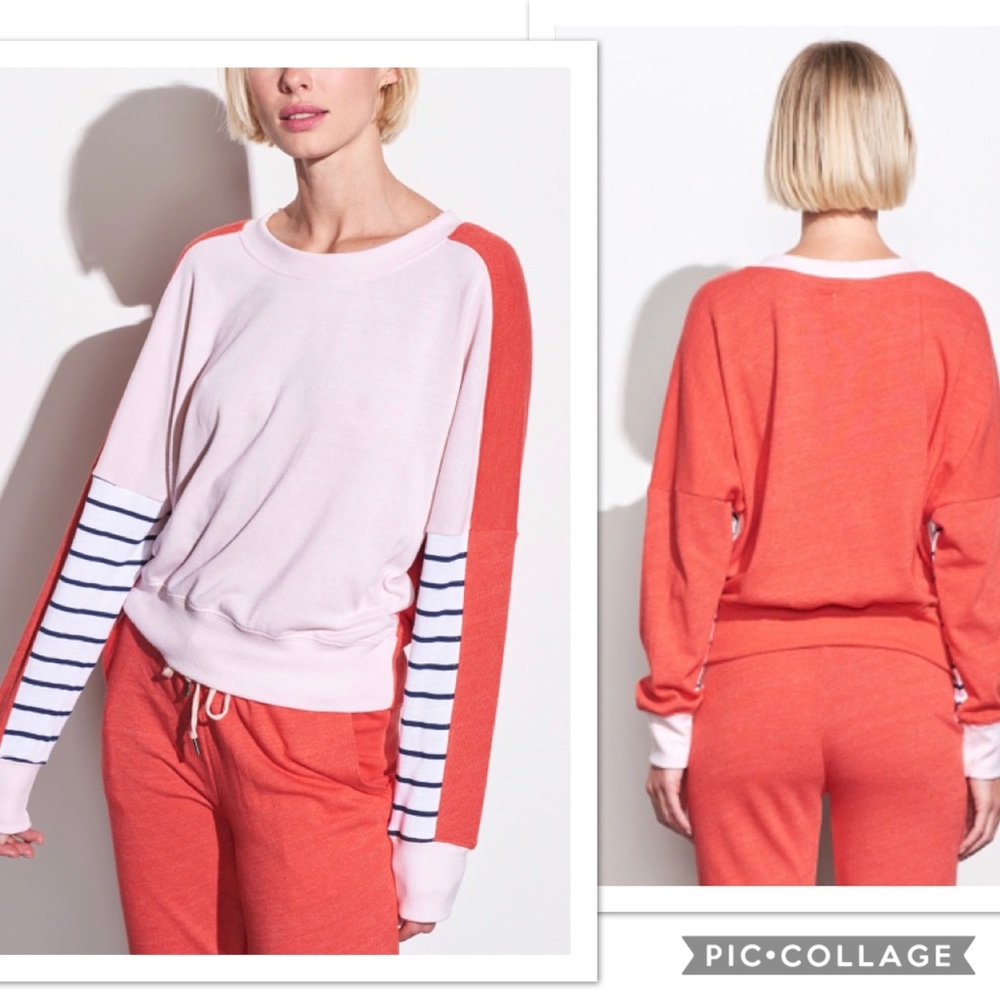 SUNDRY STRIPES COLORBLOCK SWEATSHIRT